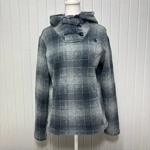The North Face Women's Plaid Fleece‎ Pullover Cowl Blue and gray Hoodie Size S thumbnail 3