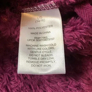 Cuddl Duds Plush Zip Up Purple Jacket L thumbnail 6