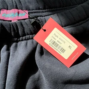 NWT Edikted Autumn Cotton Blend Sweat Pants Navy w White Side Stripe Womens XL thumbnail 7