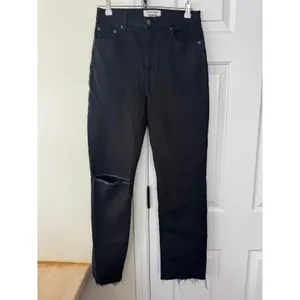 Reformation‎ Liza High Straight Jean Black Destroyed Distressed Raw Hem Size 28 thumbnail 2
