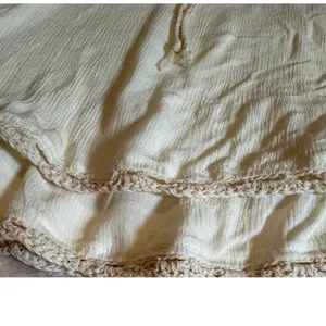Super B Cream Crochet Lace Trim Gauze Peasant Blouse Top Medium thumbnail 11