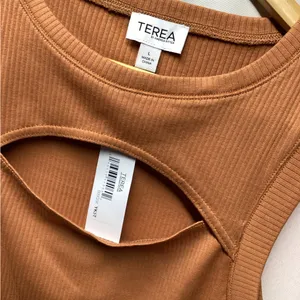 Terea Ava Ribbed Cut out tank Terracotta Size Large thumbnail 7