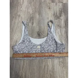 Vuori Women Purple White Floral Leopard Print Daily Sports Bra Size Large thumbnail 7