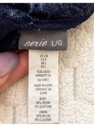 Aerie Navy Blue Lace Longline Bralette Size Large NWT Floral Lace Scalloped thumbnail 5