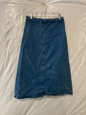 Vintage Violet Button Down Denim Skirt Size Medium Blue thumbnail 3