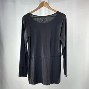 Rachel Zoe Long Sleeve‎ Scoop Neck Side Slit Top in Black Size Large thumbnail 3