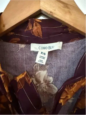 Women's Como Blu Floral Blouse Size S Purple Orange thumbnail 3