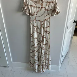 Anthropologie Maeve Short Sleeve Gold Chain Print Dress Size XXS thumbnail 7