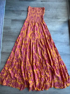 Abel the Label Floral Orange Hot Pink Dress thumbnail 2