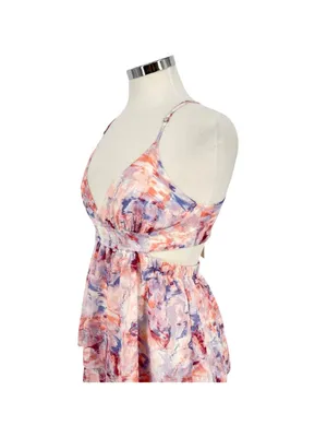 Fanco Cutout Tiered Sleeveless Maxi Dress Resortwear Pink Purple Size Medium NWT thumbnail 4