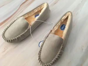 Moccasin Slippers, Size 7 Gray thumbnail 3