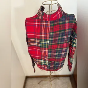 American Eagle Outfitters Red Tartan Plaid Button Down Crop Top Size S thumbnail 7