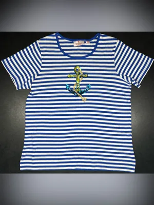 Quacker Factory Women’s Size S Nautical Sequin Top & Capri Pants Set thumbnail 2
