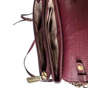 Michael Kors Crossbody Shoulder Bag Leather Burgundy Chain Strap 9x7‎ thumbnail 7