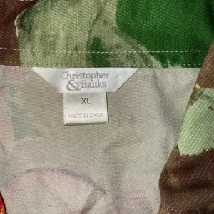 Christopher & Banks Floral‎ Blazer Jacket Womens XL Red Green Flower fall coat thumbnail 4