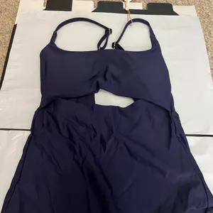 New Quince Italian Cut Out One Piece Womens Swimsuit Deep Navy Blue Size Med thumbnail 3