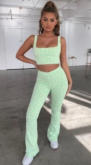 Tiger Mist Green Floral Pants thumbnail 1