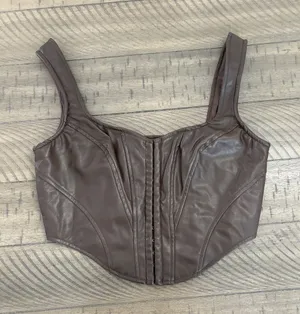 Windsor Chocolate Faux Leather Corset Tank thumbnail 1