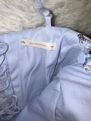 NEW House of CB Millie Bluebell Corset Bodice Stretch Cotton midi Dress sz XS thumbnail 11