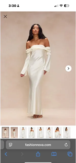 FashioNova Satin White Long Sleeve Dress thumbnail 2