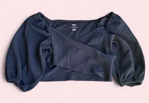 Anthropologie wrap blouse| Black Cropped Top thumbnail 1