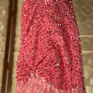 Elegant Pink Velvet Sequin Mini Dress thumbnail 3