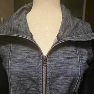 Lululemon Daily Yoga Denim Jacket Blue Grey and Black Zip Up Long Sleeve thumbnail 3