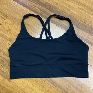 Lululemon Energy Long Line Yoga Bra Womens Size 10 Black Criss Cross Back Design thumbnail 1