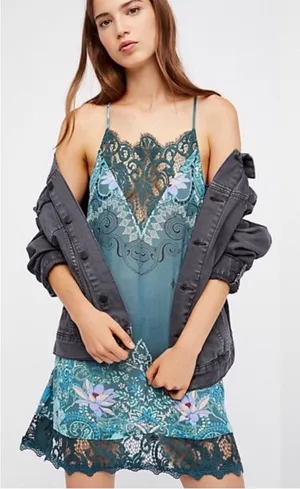 Free People Intimately Who's Sorry Now Floral Slip Dress Sz‎ M thumbnail 1