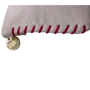 Chloé Parfum Canvas Coin Purse Makeup Case Gold Charm Red Stitching Chic Travel thumbnail 2