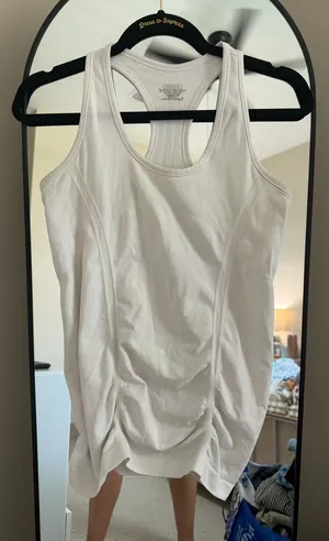 Athleta White Racerback Ruched Workout Tank thumbnail 1