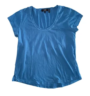 Theory Easy U Relaxed Tee Blue Pima Cotton Scoop Neck Shirt Womens S Minimalist thumbnail 1