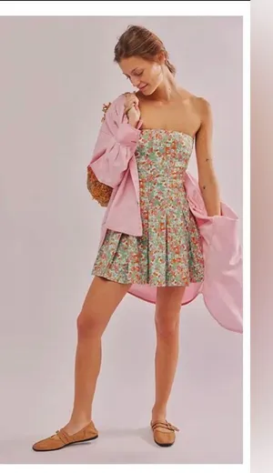 NWOT FREE PEOPLE Made Me Smile Printed Mini dress Made Me Smile Printed Mini thumbnail 3