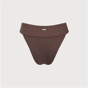 Berlook Dark Coffee Ribbed High Cut Bikini Bottom Brown Size L thumbnail 7