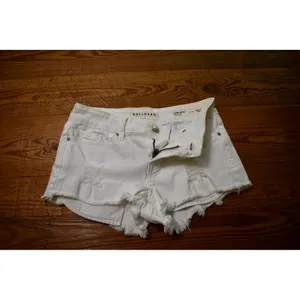 Bullhead Denim Co. White Distressed Low Rise Denim Shorts, Size 22 thumbnail 3