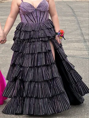 Sherri Hill Prom Dress Black and Purple thumbnail 2