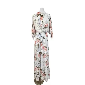 Baltic Born Kia Floral Kimono Maxi Dress LARGE White Pink‎ Bohemian Feminine thumbnail 5