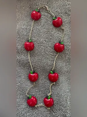 Teacher Apple Necklace and Canvas Zip Top Pouch Bag Carry All thumbnail 6