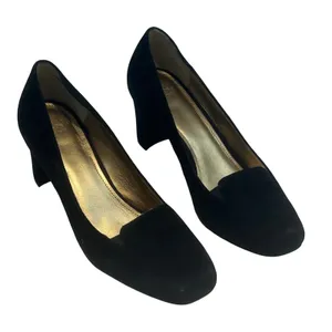 Circa Joan & David CJ Voyageur Black Suede Block‎ Heel Pumps 8.5M Classic Shoe thumbnail 1