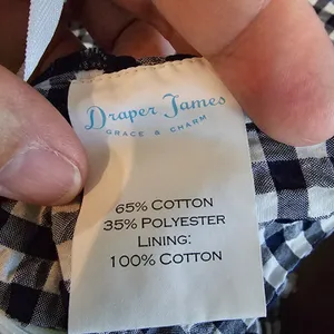 Draper James Women’s Gingham Puff Sleeve Peplum Top Blue White Blouse Size L thumbnail 6