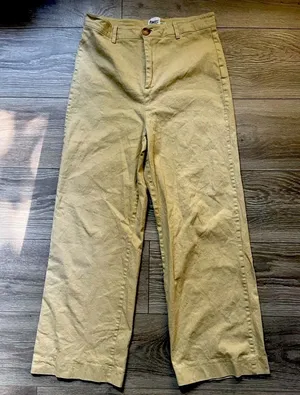 Princess Polly Cotton Blend Light Yellow Tan Khaki Wide Leg Pants Size 8 thumbnail 1