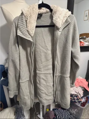 dennis basso Plush-Lined Hooded Teddy Jacket in Light Beige thumbnail 1