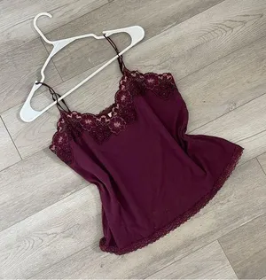 Banana Republic Tank Top modal cotton lace womens Purple (xlarge) y2k vintage thumbnail 1