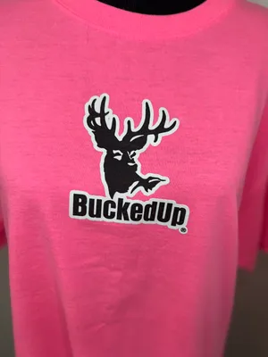 Bucked Up Neon Pink Short Sleeve Graphic Tee Size Large thumbnail 2