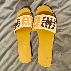 CCOCCI Crochet Walking Above Brown Multi Slide Sandals Brown Blush Multi 8 thumbnail 5