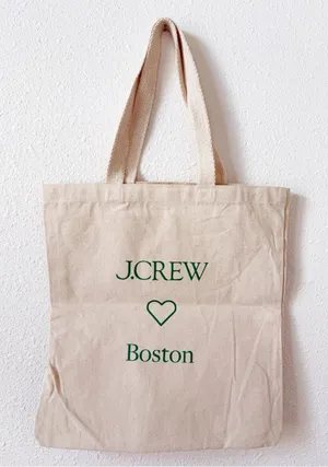 J Crew Boston 100% Cotton Recyclable Tote Bag Shopping thumbnail 1