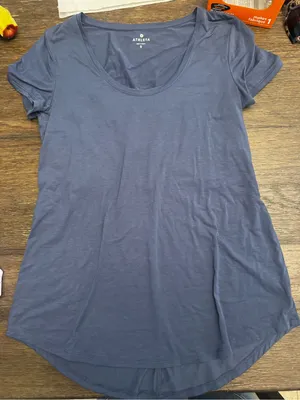Athleta Women's Scoop Neck Short Sleeve Tee - Blue peek a boo thumbnail 1