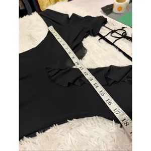 Hello Molly Date at Nine Mesh Ruffle Long Sleeve Maxi Dress in Black Size 4 thumbnail 4