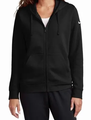 Nike Womens Hoodie XS Black Poly Blend AH8897-010 Full Zip Swoosh Logo thumbnail 1