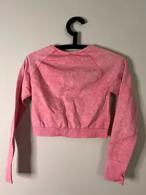 Women’s Pink Long Sleeve Crop Athletic Top Size L thumbnail 4